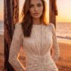 gallant-couture-ivory-ruched-shimmer-evening-dress-04 Ivory Ruched Shimmer Evening Dress | Gallant Couture