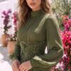 gallant-couture-olive-pleated-embroidered-look-evening-gown-04 Olive Pleated Embroidered-Look Evening Gown | Gallant Couture