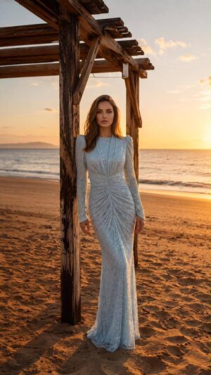 gallant-couture-powder-blue-ruched-shimmer-evening-dress-01 Powder Blue Ruched Shimmer Evening Dress | Gallant Couture