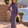 gallant-couture-purple-draped-top-embellished-skirt-evening-dress-set-01 Purple Draped-Top Embellished Skirt Evening Dress Set | Gallant Couture