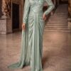 gallant-couture-sage-green-one-shoulder-draped-evening-gown-01 Sage Green One-Shoulder Draped Evening Gown | Gallant Couture