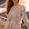 Silver Ruffle-Tiered Evening Gown | Gallant Couture